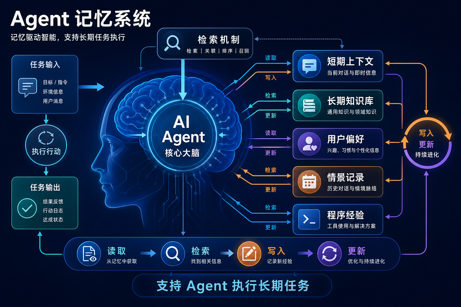 Agent 记忆系统分层图