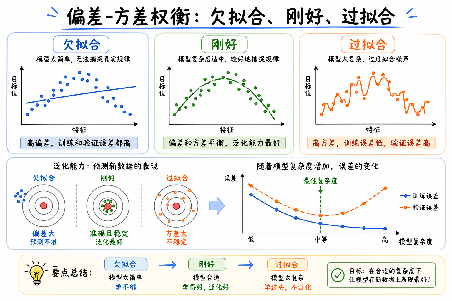 偏差方差权衡三联图