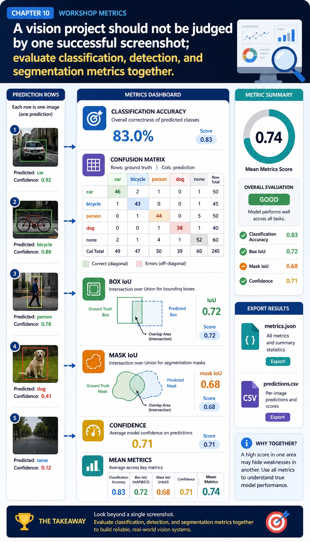 Vision workshop metrics, IoU, and confusion map