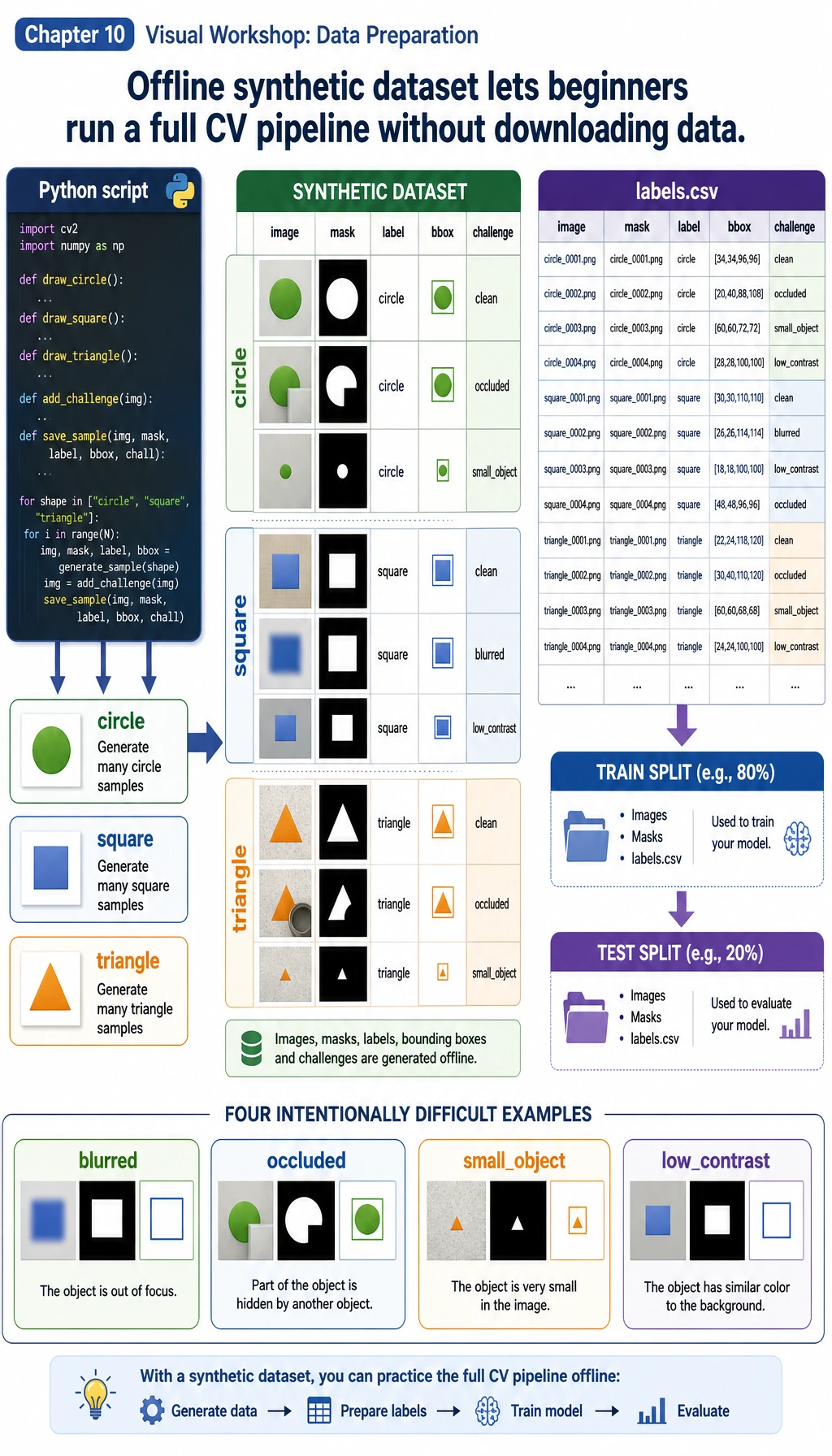 Synthetic vision dataset generation map
