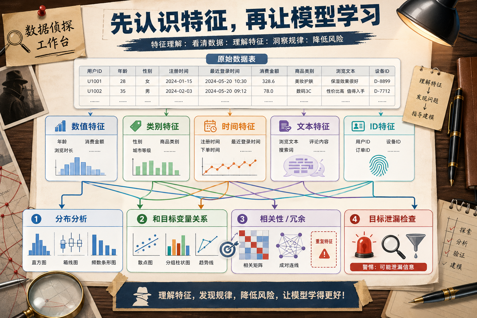 特征类型与目标关系图