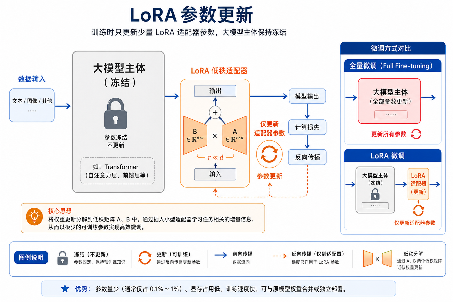 LoRA 参数更新对比图