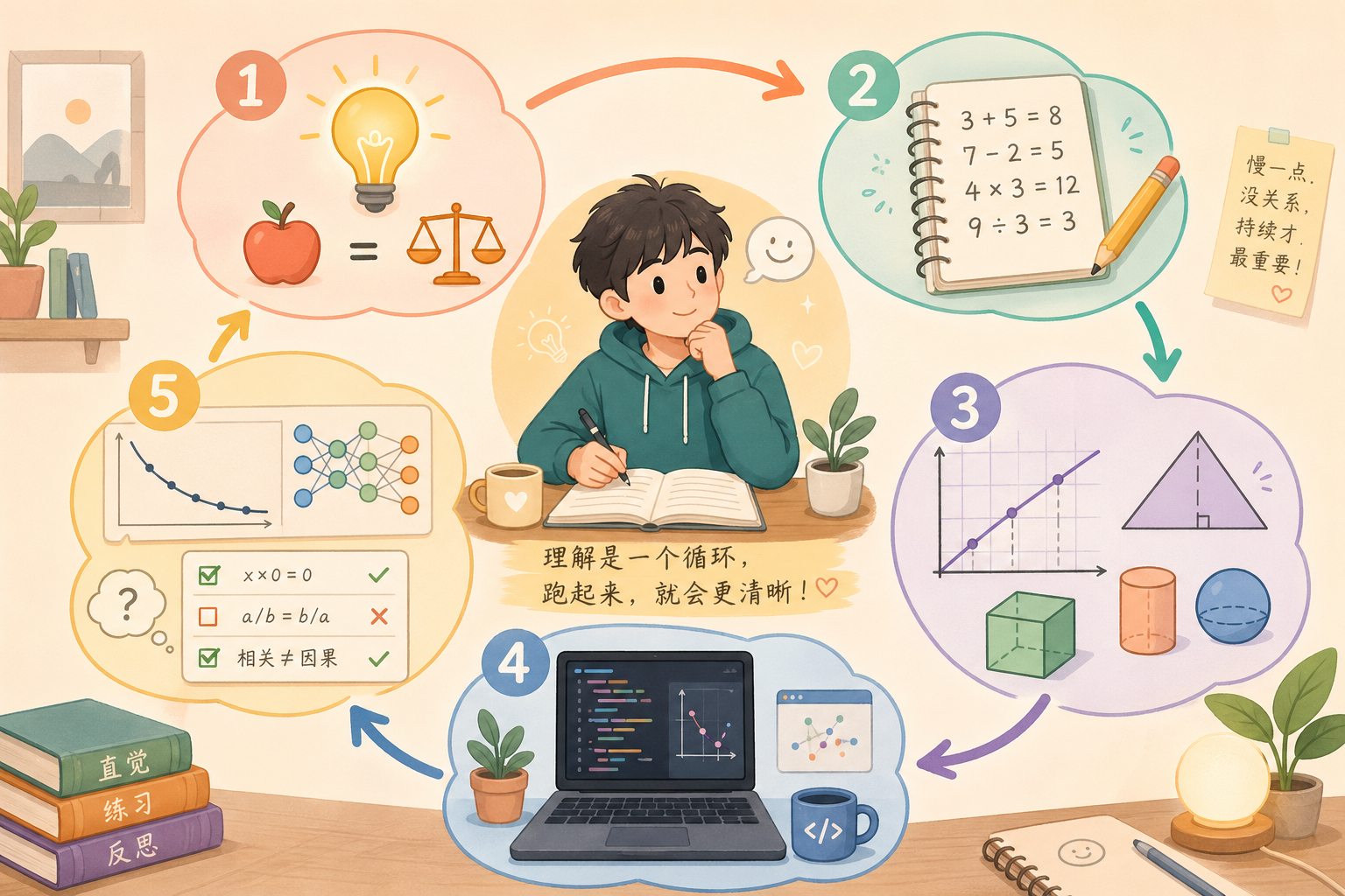 AI 数学学习循环图