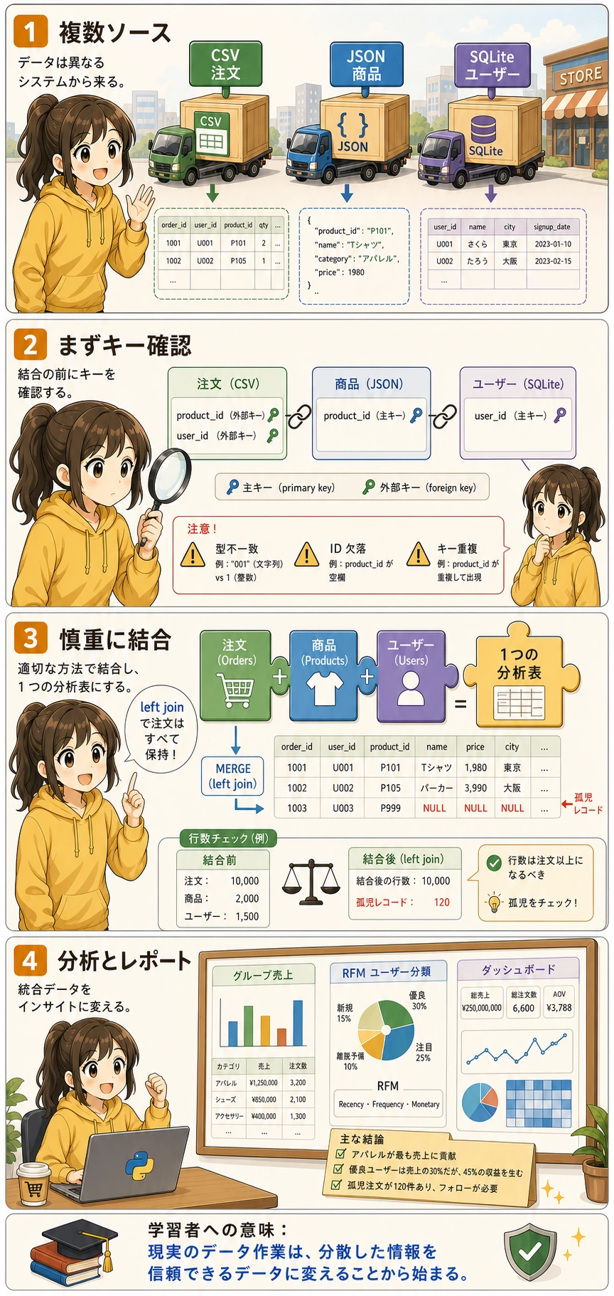 多データソース統合におけるキー確認フロー