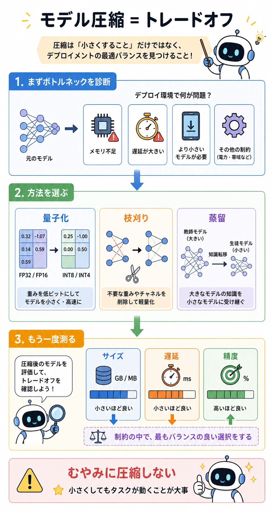 モデル圧縮のトレードオフ図