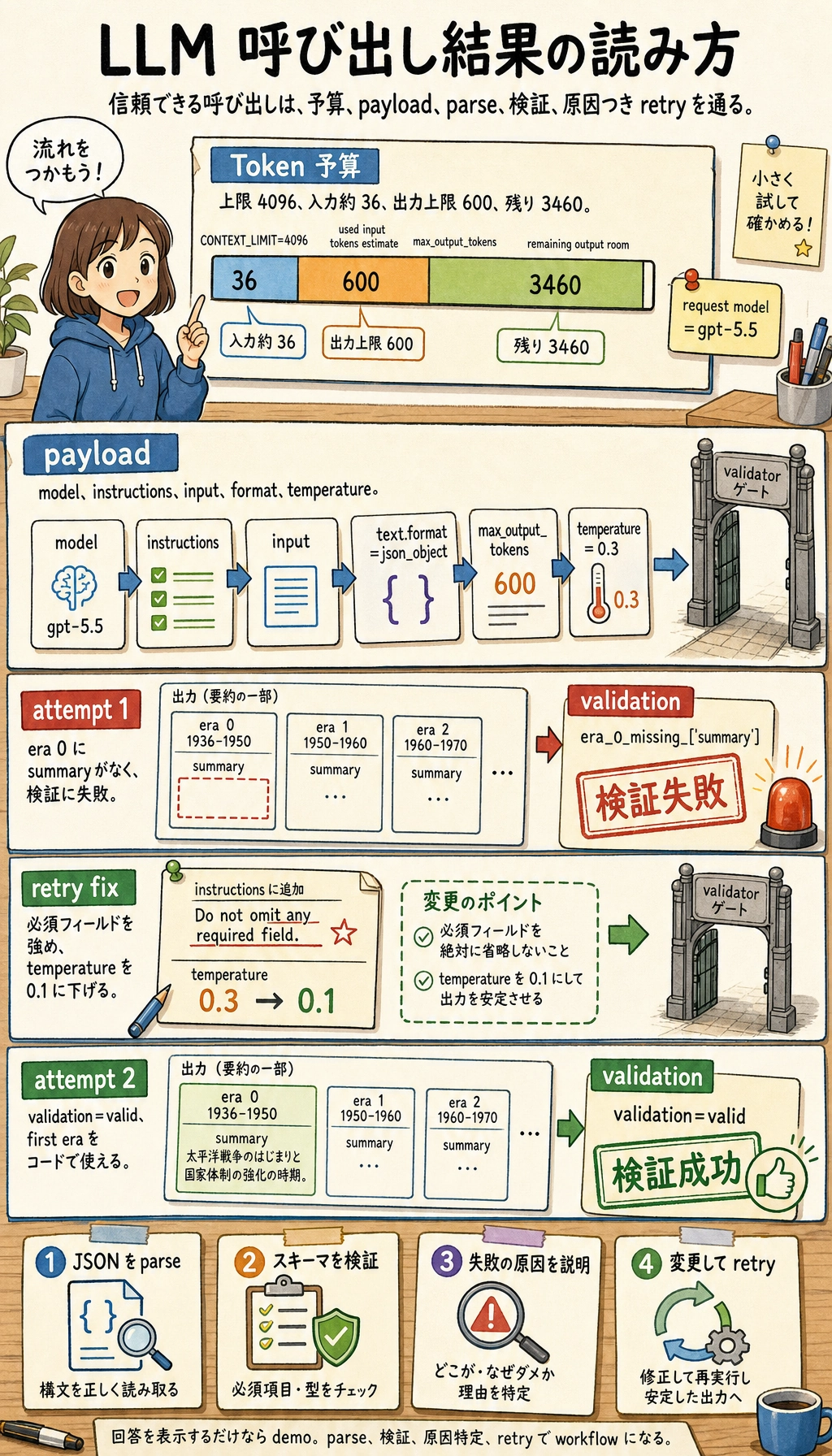 LLM 呼び出しワークベンチ検証リトライ結果図