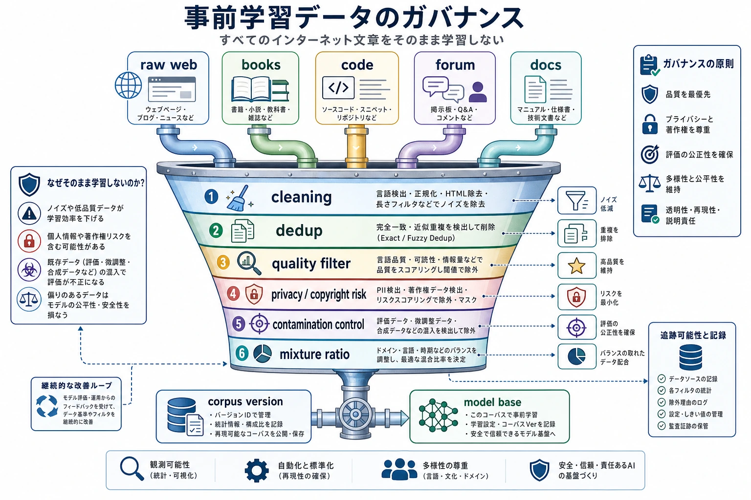 事前学習データガバナンスのファネル図