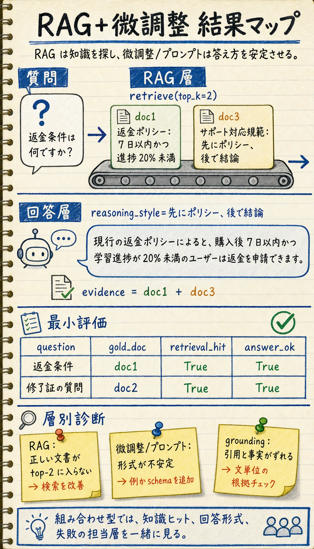 RAG と微調整の統合結果図