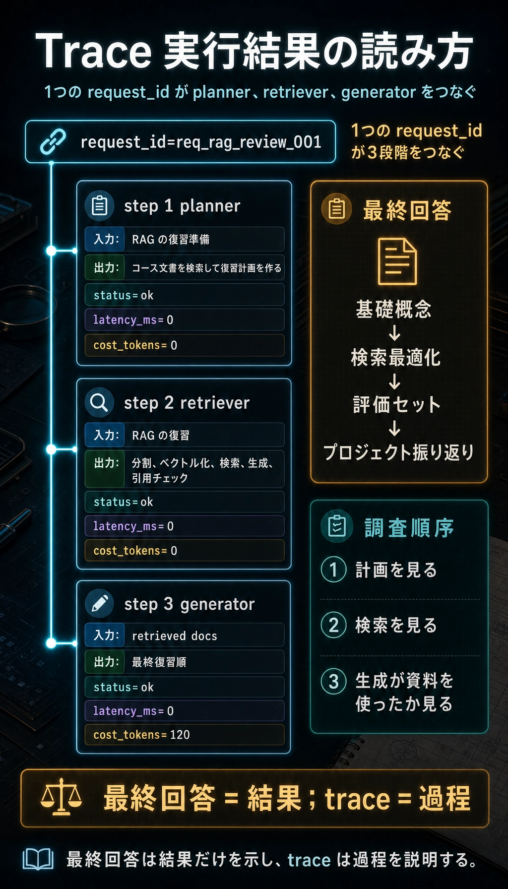 Agent trace schema 実行結果図