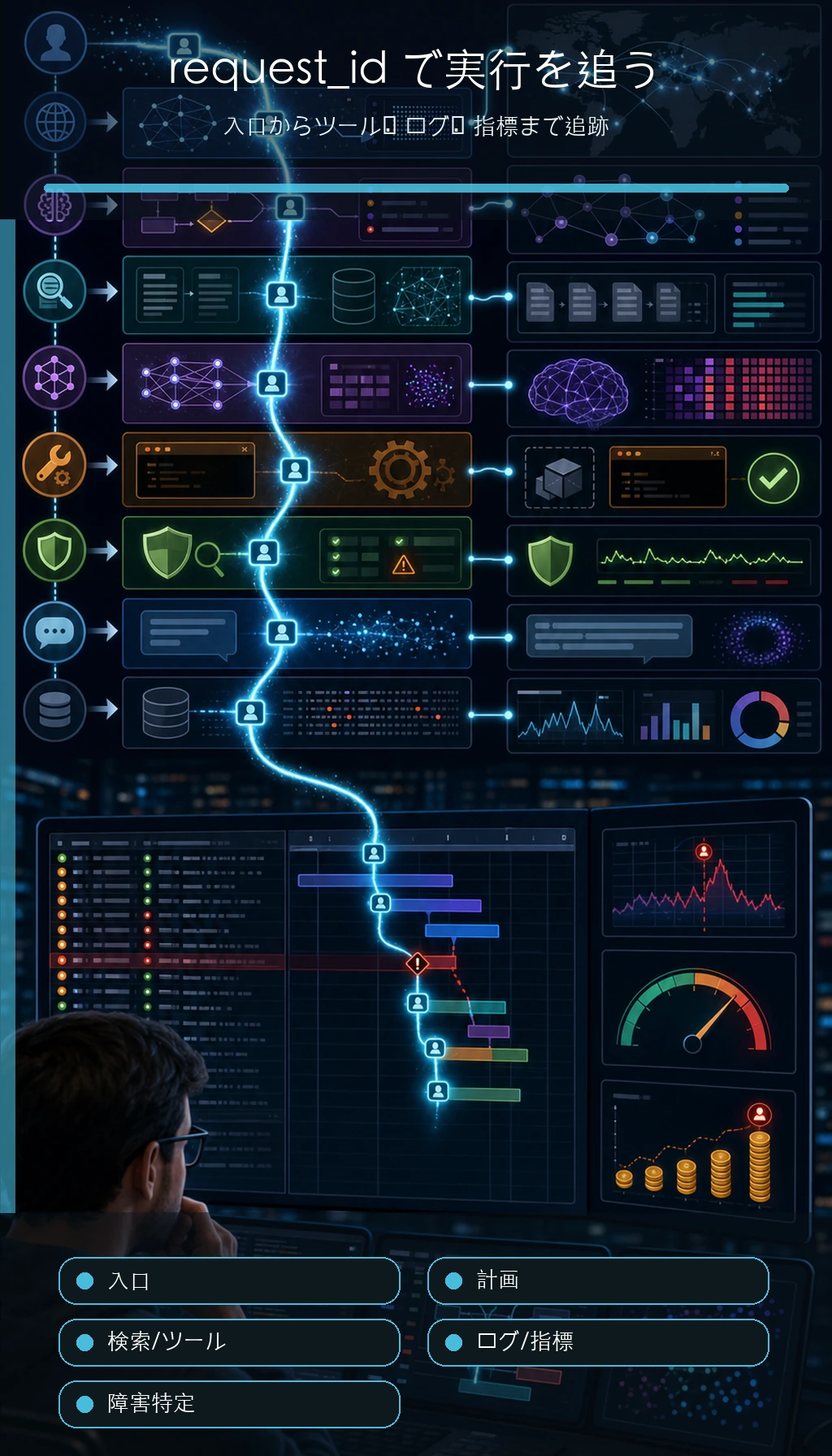 Agent の可観測 Trace Span 図
