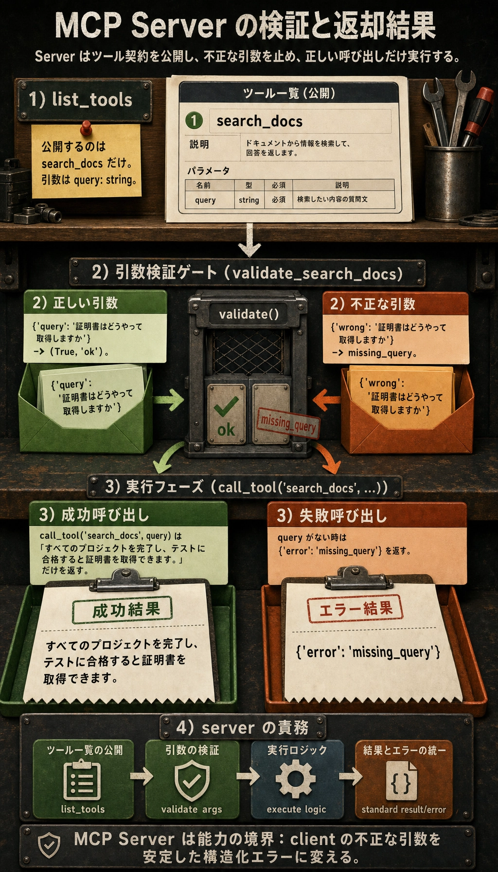 MCP Server の検証と返却結果図