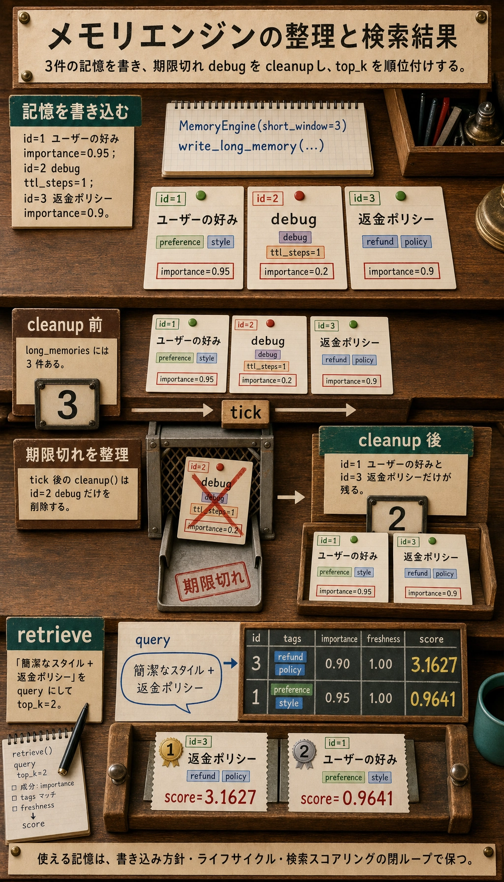 メモリエンジンの整理と検索結果図