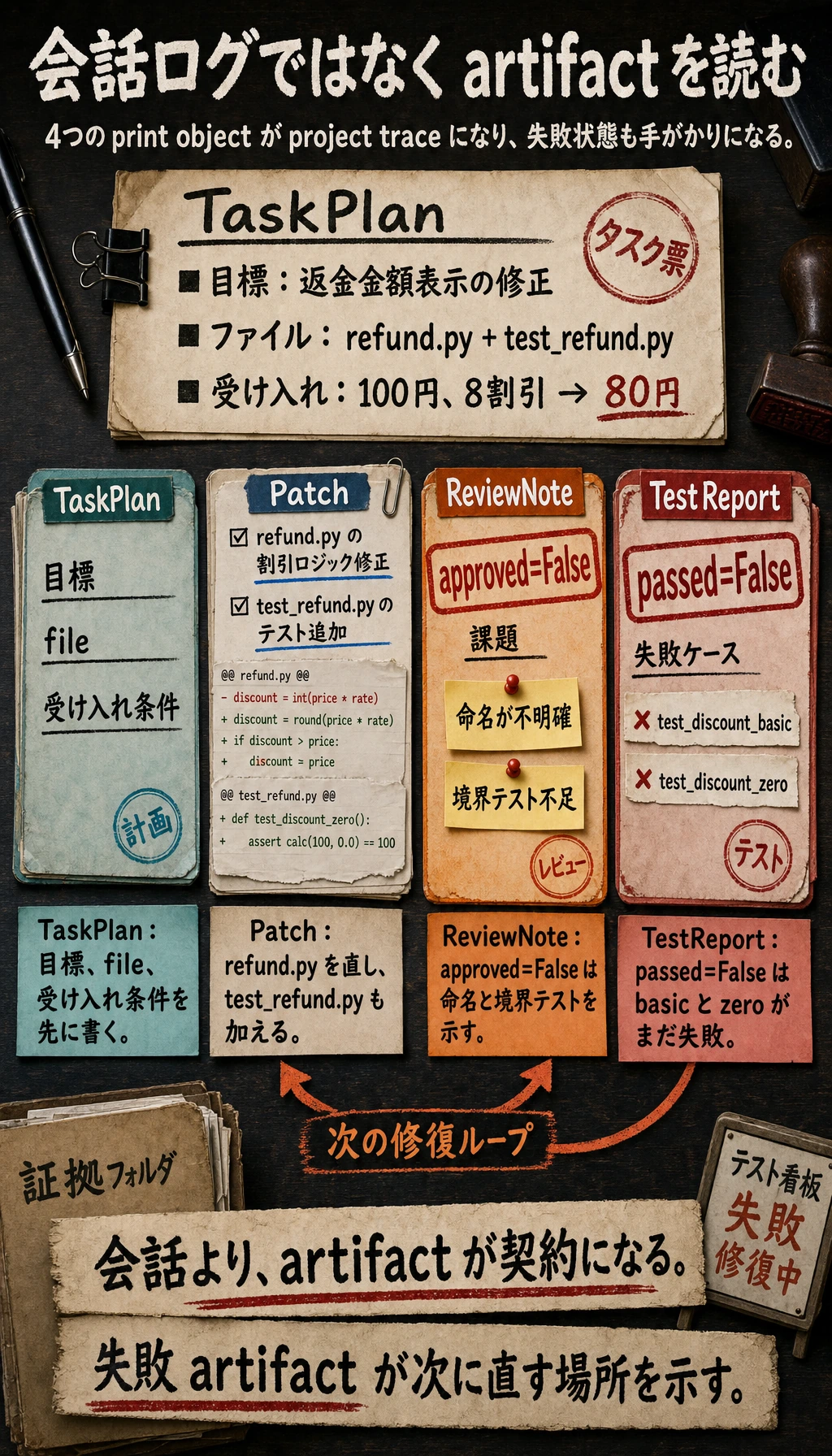 マルチ Agent artifact 引き継ぎ結果図