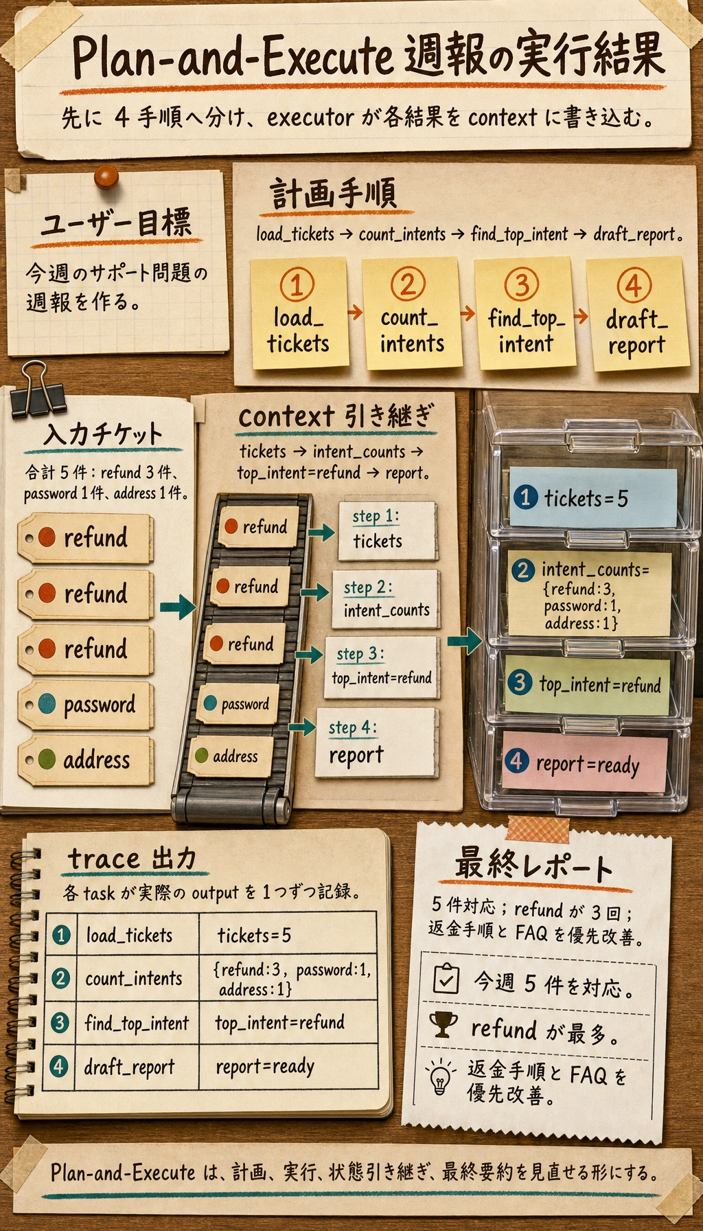 Plan-and-Execute 週報の実行結果図