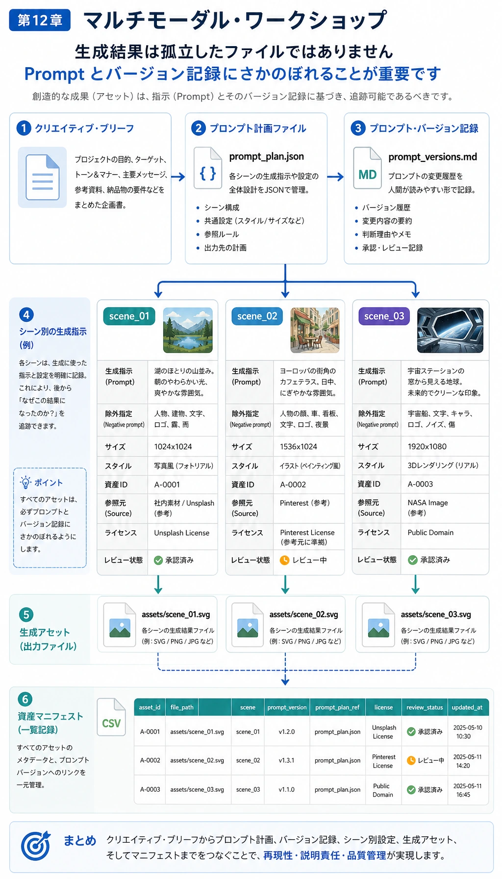 Prompt から資産バージョン記録への図