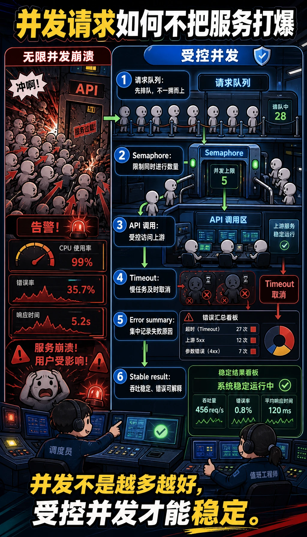 异步并发、Semaphore 与 timeout 控制图