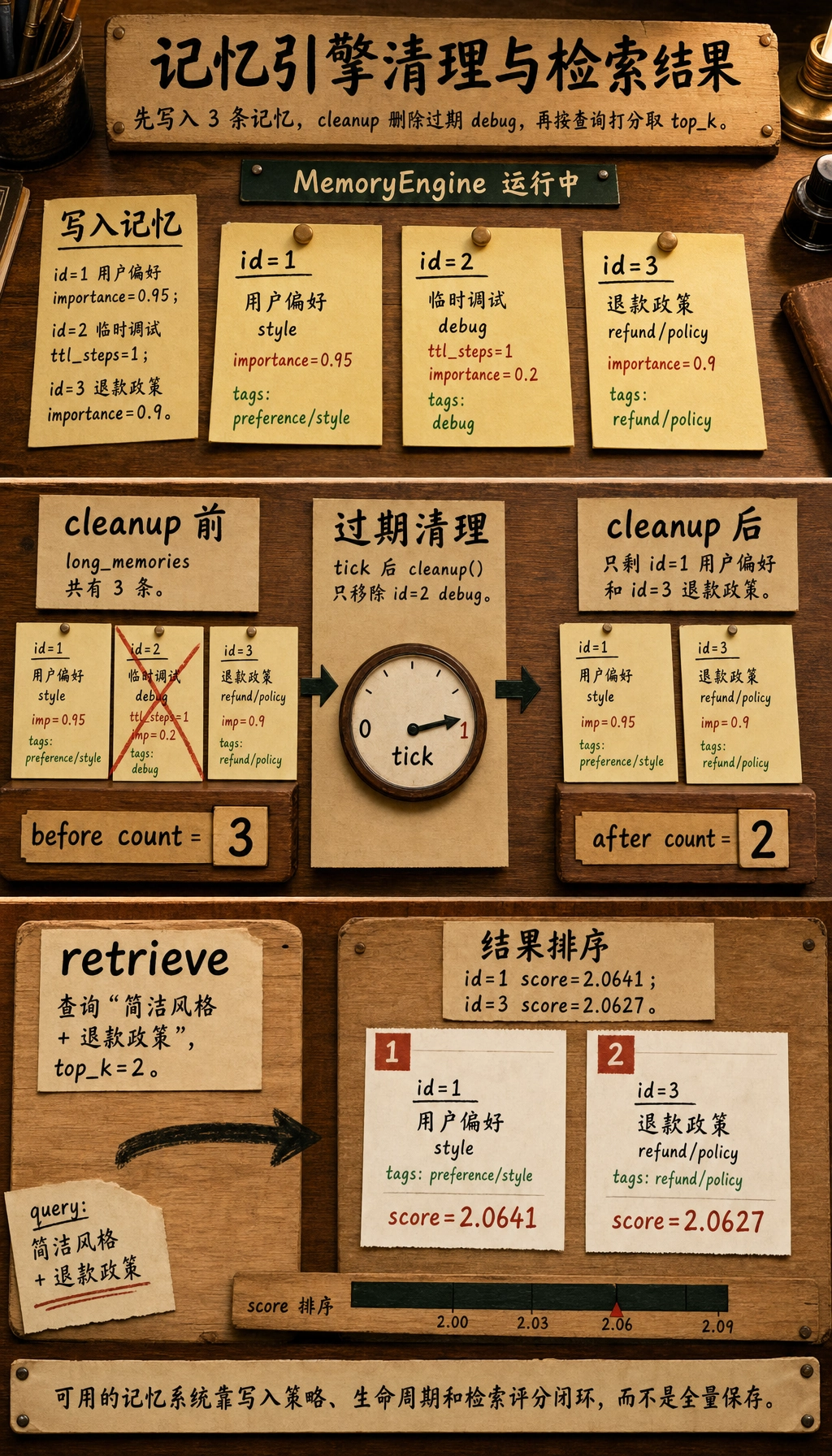 记忆引擎清理与检索结果图