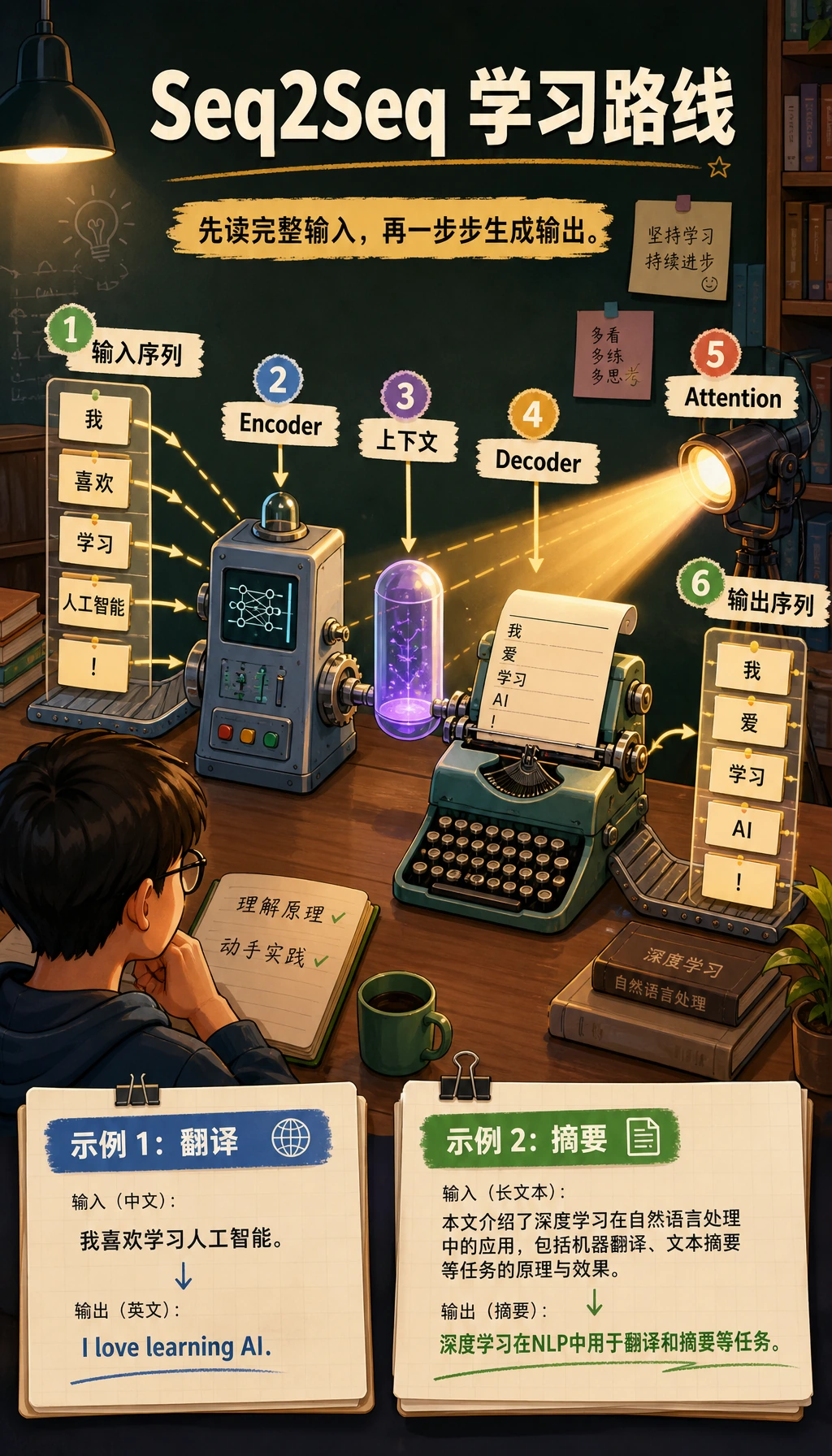 Seq2Seq 与 Attention 章节学习顺序图