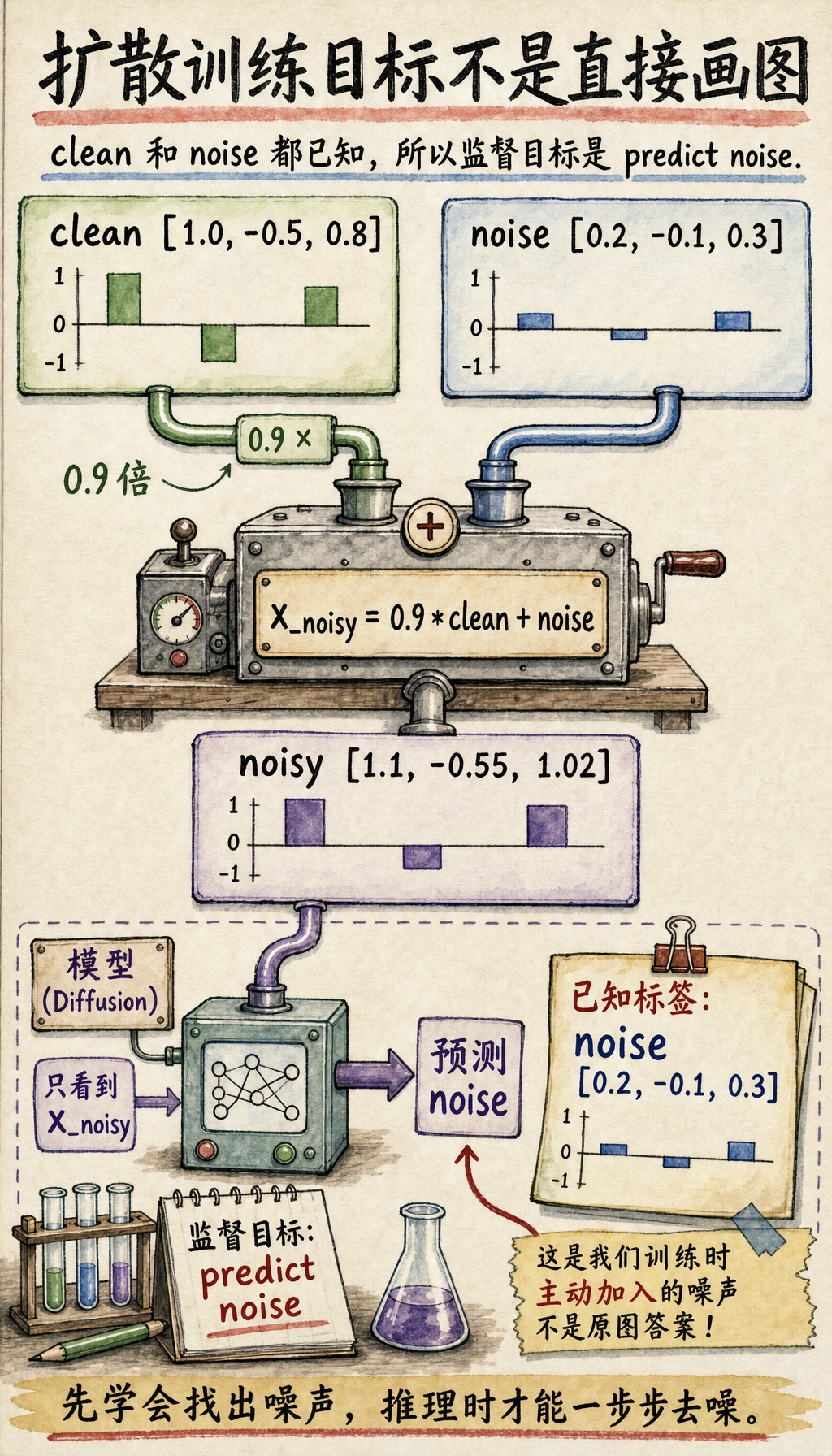 扩散 noise 预测训练目标运行结果图
