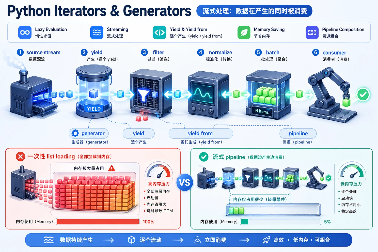生成器流式管道图