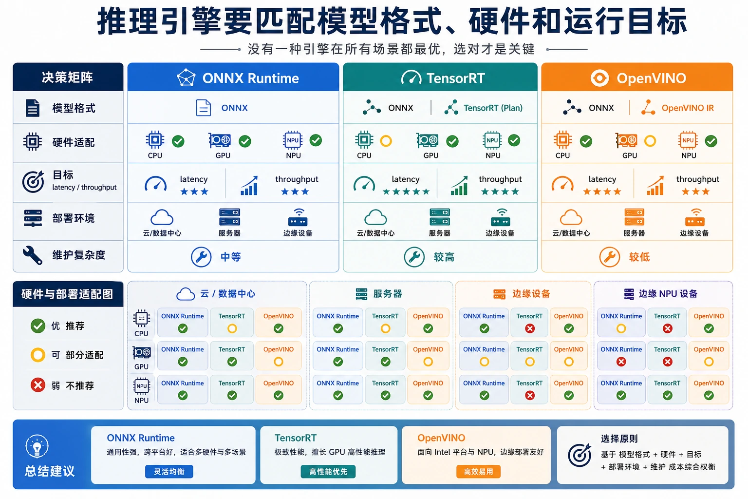 推理引擎选型矩阵图